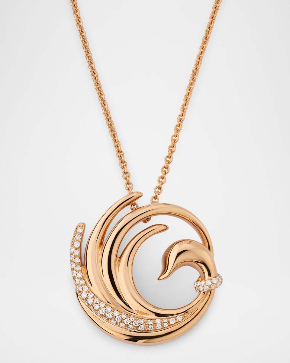 18K Rose Gold Swan Necklace with Diamonds